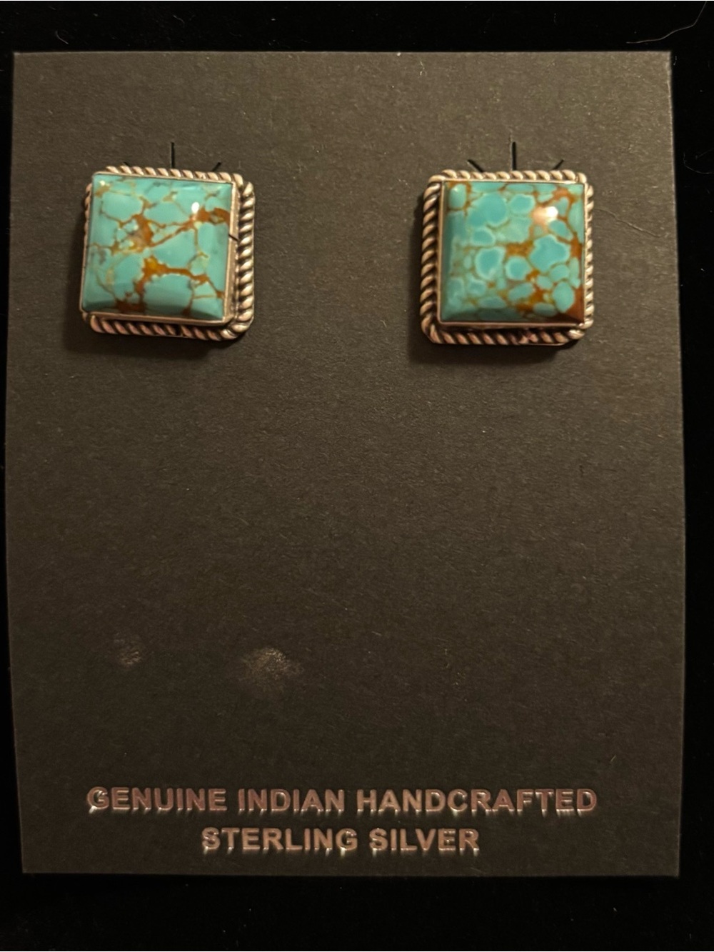 Navajo Handcrafted Sterling Silver Turquoise Stud Earrings